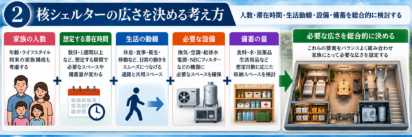 核シェルターの広さはどう決める？家族人数と滞在時間から考える空間計画サムネイル